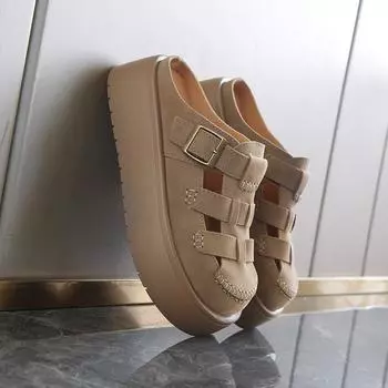 Женские сандалии-сабо на толстой подошве, сандалии на платформе, повседневные, для девушек, увеличивающие рост, летние туфли с закрытым носком и открытой спиной, большие размеры EU:40