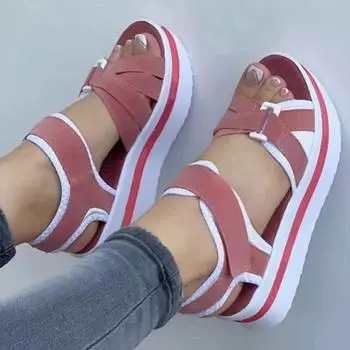 Женские сандалии, сандалии на каблуке, обувь на низкой платформе для женщин, летние сандалии, летняя обувь на каблуке, женская обувь, туфли на танкетке 35