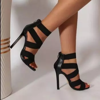 Женские сандалии Сандалии с открытым носком и ремешками Сандалии на высоком каблуке с ремешком на щиколотке для женщин 35