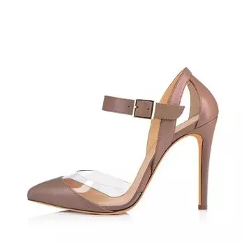 Женские сандалии Сексуальные туфли-лодочки ПВХ Прозрачные 11 см Тонкий каблук Заостренный носок Высокие каблуки Ремешок на щиколотке Шпильки Вечернее платье Свадебная обувь 35