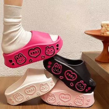 Женские сандалии-слайды из ЭВА на толстой подошве. Милые летние тапочки для дома и улицы, нескользящие, увеличивающие рост, удобные, с ощущением «прогулки по облакам». 36-37 белый