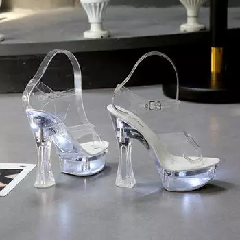 Женские сандалии со светодиодной подсветкой Clear Heel 34-43 Shot Сандалии со светодиодной подсветкой LFD 35 красный