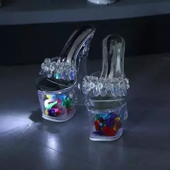 Женские сандалии со светодиодной подсветкой, прозрачные стразы, туфли на высоком каблуке 18 см для ночного клуба, светящаяся подиумная трубка LFD-10369-10 34