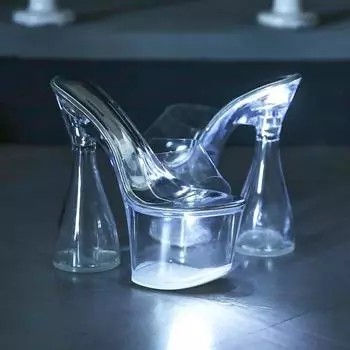 Женские сандалии со светодиодной подсветкой, прозрачный каблук, блочный каблук, 18 см, модель автомобиля, тапочки, светящаяся стальная труба для подиума, LFD-10369-2 35