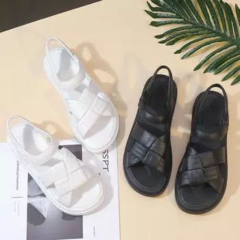 Женские сандалии, тапочки на толстой подошве и мягкой подошве, летние домашние нескользящие сандалии 40 чёрный