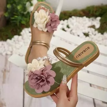 Женские сандалии Trend Удобная легкая обувь для женщин Уличные сандалии на плоской подошве Нескользящие базовые домашние модные тапочки без застежек 38-39