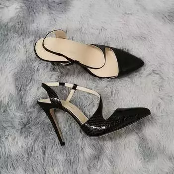 Женские сандалии, туфли-лодочки с босоножками, сексуальные сандалии на высоком каблуке-шпильке 11 см, с острым носком из крокодиловой кожи, женское праздничное платье 35 белый