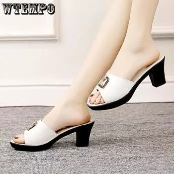 Женские сандалии, туфли с открытым носком, женские туфли на высоком каблуке и платформе, повседневная женская обувь на танкетке, туфли на высоком каблуке 35 чёрный