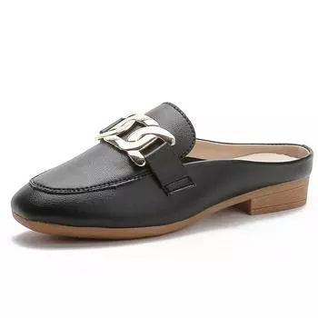 Женские сандалии TUINANLE, повседневные полутапочки, весенне-летняя женская обувь, нескользящие черные сандалии на плоской подошве 35 чёрный