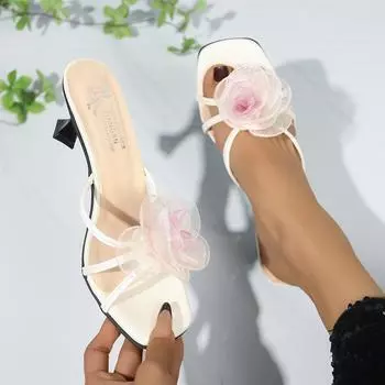 Женские сандалии высокого качества, роскошные шлепанцы, женские цветочные дизайнерские тонкие римские сандалии с цветочным принтом, женские элегантные туфли на высоком каблуке 35