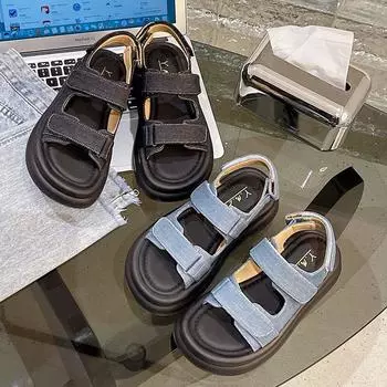 Женские сандалии, высококачественные летние модные кожаные женские сандалии, женские сандалии на плоской подошве, сандалии на римской платформе для женщин 2024 35 чёрный