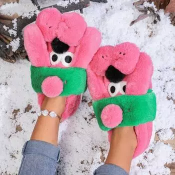 Женские сапоги 2024 года, новые милые домашние сапоги с изображением мультяшной собаки, женские зимние мягкие теплые туфли, женские плюшевые милые стильные парные домашние тапочки 36-37 чёрный
