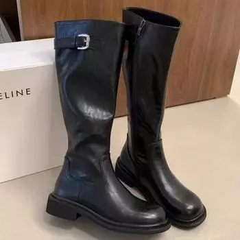 Женские сапоги до колена, дизайнерские туфли на среднем каблуке, брендовые модные массивные ботинки для вечеринок, женские зимние 2025, трендовые готические ботинки Chelsea Mujer 35 коричневый