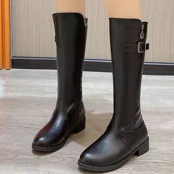 Женские сапоги до колена, повседневная обувь на среднем каблуке, мода 2024 года, новые зимние сексуальные женские сапоги, дизайнерские элегантные туфли-лодочки Zapatillas Mujer