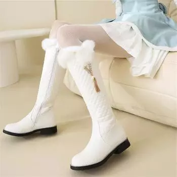 Женские сапоги до колена с круглым носком на плоской подошве, высокие сапоги на молнии с металлическими украшениями и заклепками, женская модная обувь, зимняя обувь 43 33 чёрный