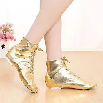 Женские сапоги из искусственной кожи золотого и серебряного цвета для современных танцев и выступлений на сцене 34 чёрный