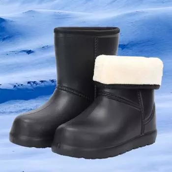 Женские сапоги из ЭВА, резиновые сапоги с зимним хлопком и резиновой подошвой для мойки автомобиля, мужские зимние сапоги, нескользящие сапоги для рыбалки и водных видов спорта 36 чёрный