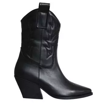 Женские сапоги из натуральной кожи на высоком каблуке