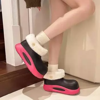 Женские сапоги Love Snow Boots 2024 года, зимние новые кашемировые утолщенные водонепроницаемые нескользящие теплые толстые подошвы, универсальная хлопковая обувь для отдыха на открытом воздухе 36-37 розы красного