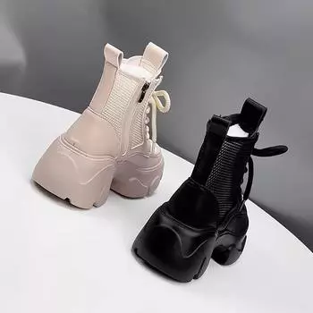 Женские сапоги Martin Gu Yunshu Mesh 2024 года, новые летние тонкие дышащие полые крутые сапоги на толстой подошве, короткие сапоги для женщин 35