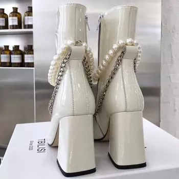 Женские сапоги Morder на толстом каблуке, модные туфли с боковыми молниями, осень-зима, квадратные женские короткие сапоги на высоком каблуке 35