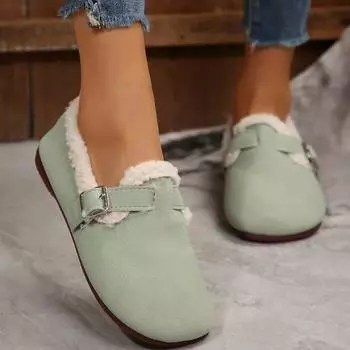Женские сапоги на плоской подошве, зимние, мягкие, с круглым носком, повседневные, сабо, ботинки на платформе, женские, ретро, удобные, теплые, неглубокие, туфли для женщин 36 светло-зеленый