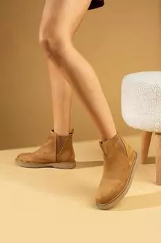 Женские сапоги на резиновой подошве с эластичной теплой подкладкой 024-974-23Замша