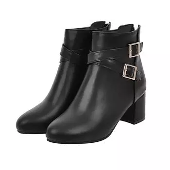 Женские сапоги на толстом каблуке с острым носком Короткие сапоги Ботинки Женские сапоги 37 чёрный
