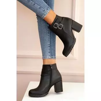 Женские сапоги на высоком каблуке Comfort Sole с застежкой-молнией и двойной пряжкой 025-5010-22Skin