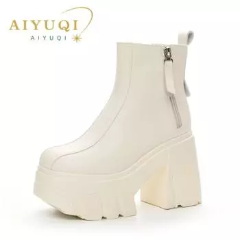 Женские сапоги на высоком каблуке Женские ботильоны Каблук 11 см Модные женские короткие сапоги на платформе 34