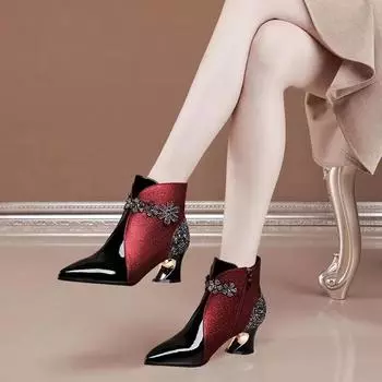 Женские сапоги на высоком каблуке, женские сапоги на каблуке Alien для женщин среднего возраста, украшения в виде павлиньих глаз, роскошные ботильоны для банкета для женщин 35