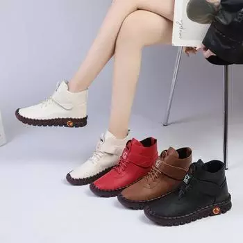 Женские сапоги, новые ботинки с перекрестными шнурками, женские модные короткие плюшевые повседневные сапоги, горячая распродажа, обувь с круглым носком, сохраняющая тепло, женская обувь Zapatos De Mujer 35 бежевый