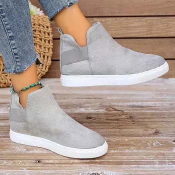 Женские сапоги Новые женские сапоги на платформе Осенние сапоги с круглым носком Женские повседневные готические туфли без застежек для женщин Botas De Mujer 35