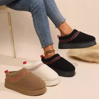 Женские сапоги, новые зимние плюшевые сапоги на платформе, повседневная хлопковая обувь для женщин, короткие плюшевые теплые плоские замшевые хлопковые сапоги для женщин 36