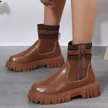 Женские сапоги осень распродажа высококачественная обувь для женщин новые круглые носки короткие бочонки на низком каблуке женские сапоги Botas De Mujer 36 бежевый