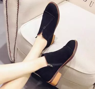 Женские сапоги осень-зима мода толстый каблук женская обувь женские сексуальные ботильоны из флока для женщин на молнии Botas Mujer ghn67 35 чёрный