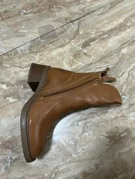 Женские сапоги Осенние ботильоны Ботинки челси на платформе Туфли на толстом каблуке для женщин Ретро-полированные кожаные ботильоны на высоком каблуке 35