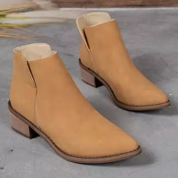 Женские сапоги осенние остроносые замшевые ботильоны на толстом каблуке женские большого размера 43 ботильоны на молнии на каблуке Botas De Mujer 36