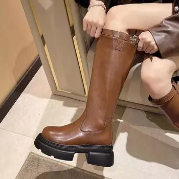 Женские сапоги осенние с круглым носком женские туфли на платформе сексуальные бедра высокие каблуки высокие сексуальные сапоги на молнии-женские резиновые женские 35