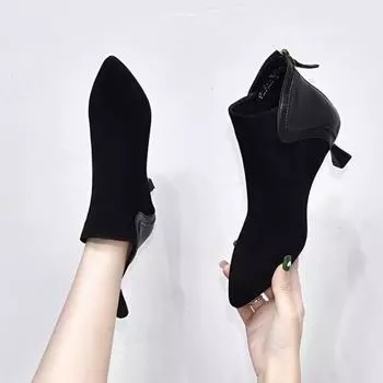 Женские сапоги с острым носком, украшенные резными цветами, на каблуках, на молнии, дизайнерские женские сапоги в стиле вестерн, удобные туфли-лодочки в стиле ретро Botas Mujer 35