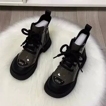 Женские сапоги с толстой подошвой и боковой молнией, осенние, винтажные, элегантные, короткие, модные, белые, зимние 35