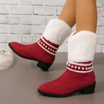 Женские сапоги Сапоги с острым носком Ботинки на толстом каблуке Женская обувь Ботильоны Зимние женские ботинки Обувь 43