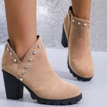 Женские сапоги Удобные модные зимние сапоги Весенние и осенние повседневные сапоги на низком каблуке Дизайнерская женская обувь для активного отдыха на высоком каблуке 35 чёрный