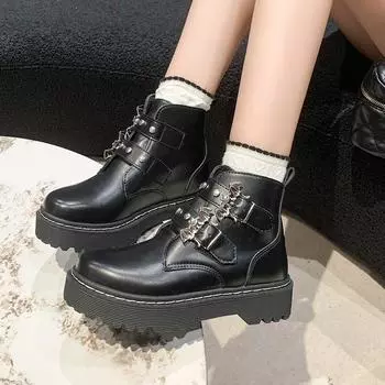 Женские сапоги Универсальные Модные Уникальные Американский Стиль Осень/Зима Новые Винтажные Толстая Подошва Европейский Стиль 36