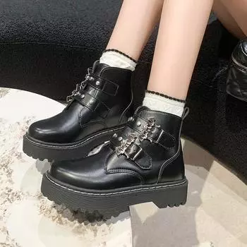Женские сапоги Универсальные Модные Уникальные Американский Стиль Осень/Зима Новые Винтажные Толстая Подошва Европейский Стиль 36
