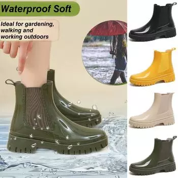 Женские сапоги, водонепроницаемые, резиновые, резиновые, полувысокие, садовая обувь 36 чёрный