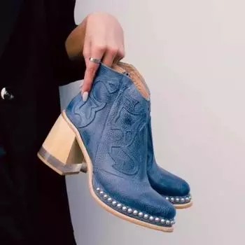 Женские сапоги вышитые винтажные прозрачные высокие каблуки модные большие размеры весна лето осень 35 хаки