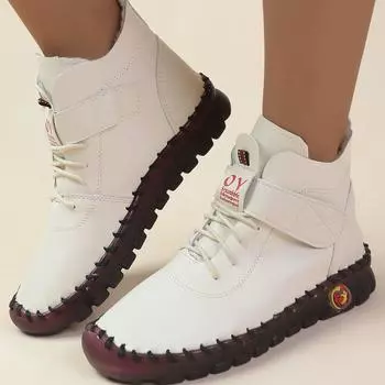 Женские сапоги зимние до щиколотки, ручное шитье, нитки для мам, хлопковые дизайнерские сапоги 2024 года, новые водонепроницаемые короткие зимние сапоги Zapatos De Mujer 35 бежевый