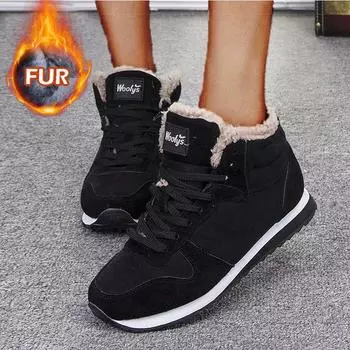 Женские сапоги Зимние меховые женские сапоги на шнуровке Женские туфли на плоской платформе Ботильоны Новые теплые зимние сапоги Женские сапоги Mujer 35
