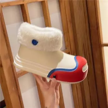 Женские сапоги зимние меховые женские туфли на платформе слипоны новые резиновые сапоги женские ботильоны водонепроницаемые плоские зимние сапоги Botas Mujer 36-37 чёрный